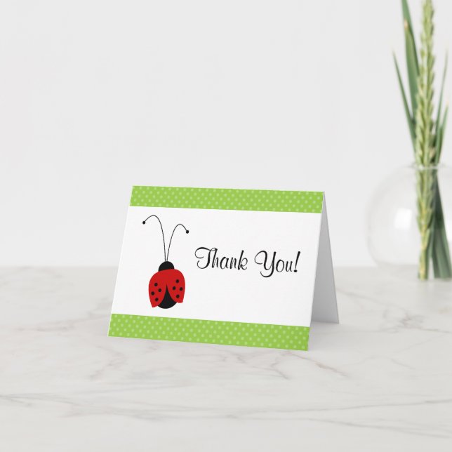 Tarjeta De Agradecimiento Dot De Polka De Ladybug Rojo (Anverso)