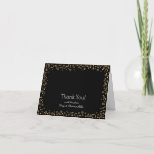 Tarjeta De Agradecimiento Dots Gold Black Confetti Gracias