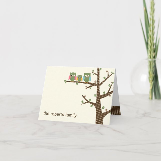 Tarjeta De Agradecimiento Dotty Owls Baby Gracias Card (Anverso)