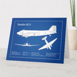 Tarjeta De Agradecimiento Douglas DC-3 - Plan de dibujo del plano aéreo ABD