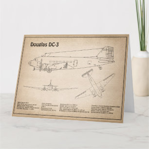 Tarjeta De Agradecimiento Douglas DC-3 - Planes de dibujo del plano aéreo SD