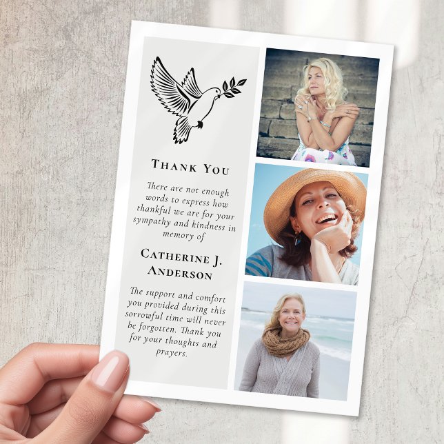 Tarjeta De Agradecimiento Dove Bird 3 Photo Sympathy Funeral (Subido por el creador)