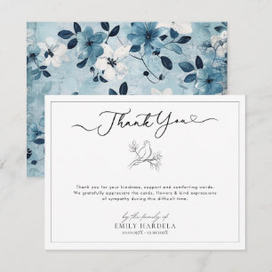 Tarjeta De Agradecimiento Dove Classic Blue Floral Memorial
