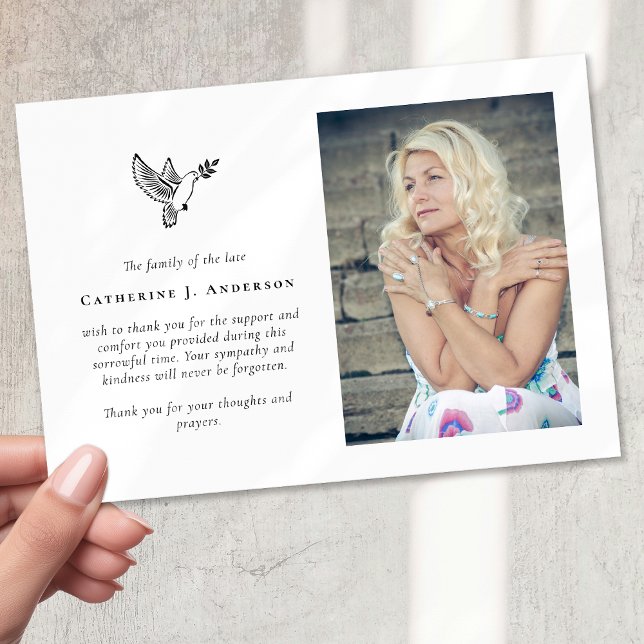 Tarjeta De Agradecimiento Dove Photo Sympathy Funeral Memorial (Subido por el creador)