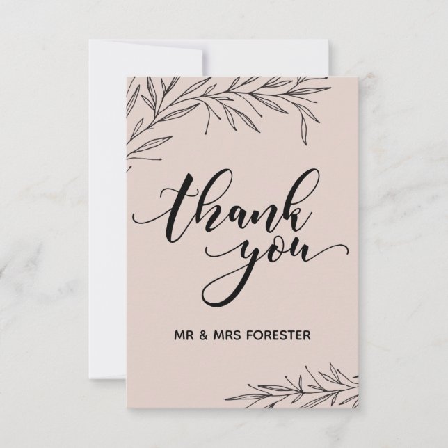 Tarjeta De Agradecimiento Doy las gracias a la sucursal dibujada a mano (Anverso)