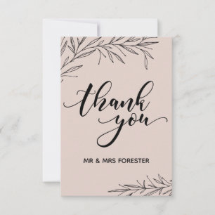 Tarjeta De Agradecimiento Doy las gracias a la sucursal dibujada a mano