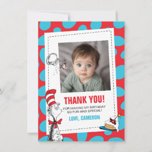 Tarjeta De Agradecimiento Dr. Seuss   Gato en cumpleaños Gorra