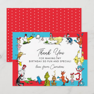 Tarjeta De Agradecimiento Dr. Seuss - Personajes Cumpleaños de niños