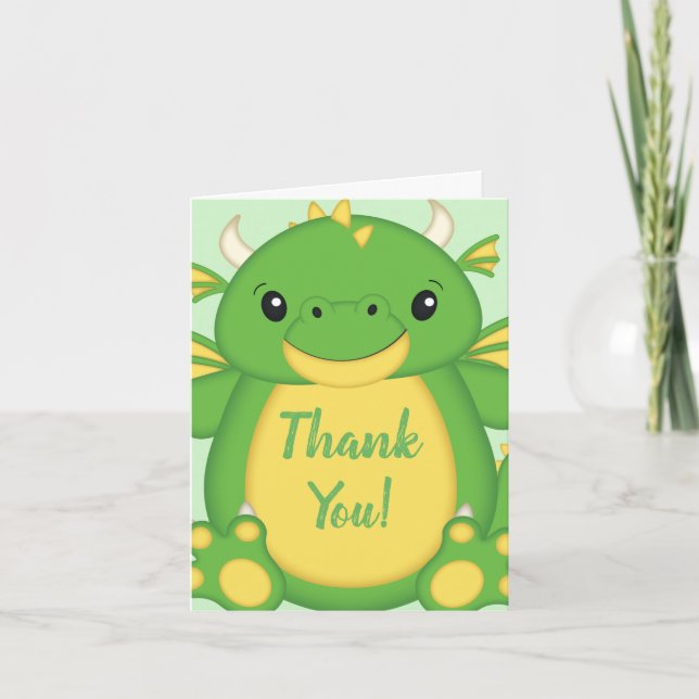 Tarjeta De Agradecimiento Dragon Baby Shower (Anverso)