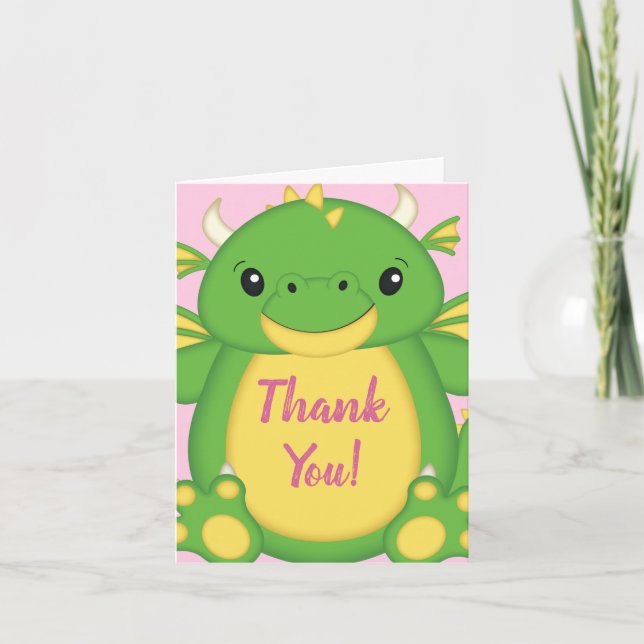 Tarjeta De Agradecimiento Dragon Baby Shower (Anverso)