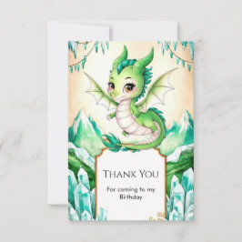 Tarjeta De Agradecimiento Dragón de Cumpleaños Acuarela Caprichoso