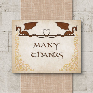 Tarjeta De Agradecimiento Dragón Gamer Fantasía