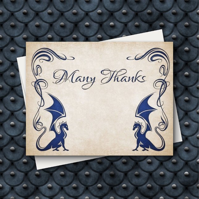 Tarjeta De Agradecimiento Dragon Medieval Fantasy Boda (Subido por el creador)
