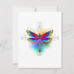 Tarjeta De Agradecimiento Dragón poligonal arcoiris