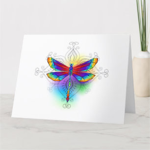 Tarjeta De Agradecimiento Dragón poligonal arcoiris