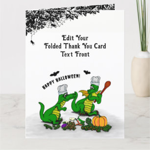Tarjeta De Agradecimiento Dragones - ¡Feliz Halloween! Hoy cocinaré