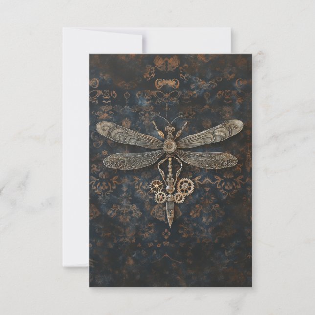 Tarjeta De Agradecimiento Dragonfly de Steampunk (Anverso)