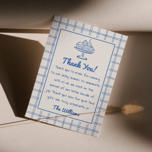 Tarjeta De Agradecimiento Drake Blue Silly Goose Gingham Boy Baby Shower