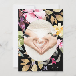 Tarjeta De Agradecimiento Dramático Boda Florals de acuarela