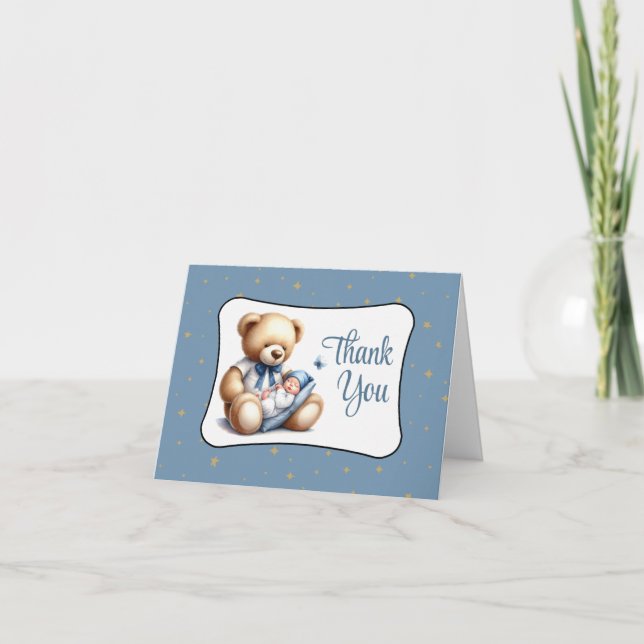Tarjeta De Agradecimiento Dream Bear Baby Shower (Anverso)