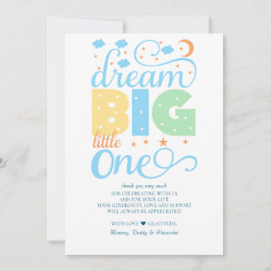 Tarjeta De Agradecimiento Dream Big Little One Blue Baby Boy Primer cumpleañ