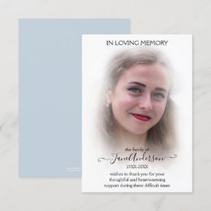 Tarjeta De Agradecimiento Dream Cloud Sympathy Funeral Photo Thank You Card