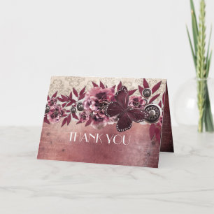 Tarjeta De Agradecimiento Dream Vintage Damask Butterfly Gracias