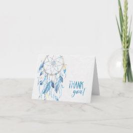 Tarjeta De Agradecimiento Dreamcatcher azul doblado le agradece