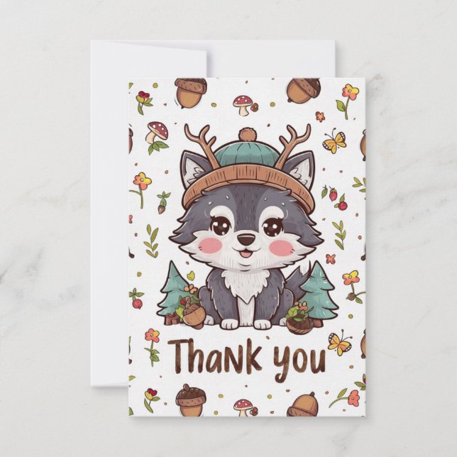 Tarjeta De Agradecimiento Dreamy Bonito Wolf (Anverso)
