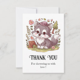 Tarjeta De Agradecimiento Dreamy Bonito Wolf Baby Shower