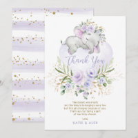Dreamy Elephant Purple Gold Floral Baby Shower Tho