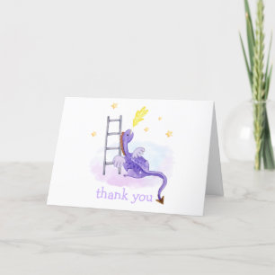 Tarjeta De Agradecimiento Dreamy Fairytale Dragon Cloud Stars Baby Shower