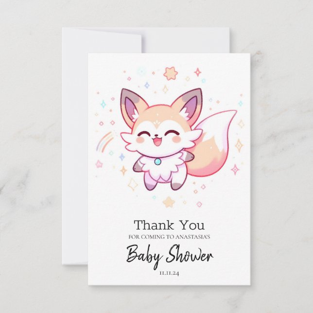 Tarjeta De Agradecimiento Dreamy Fox Baby Shower (Anverso)