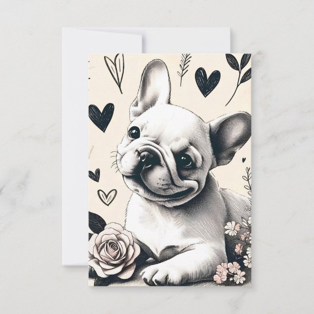 Tarjeta De Agradecimiento Dreamy Frenchie (Anverso)
