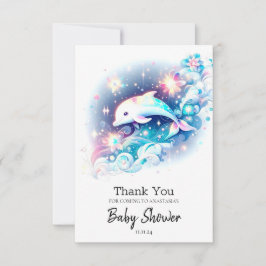 Tarjeta De Agradecimiento Dreamy Modern Dolphin Baby Shower
