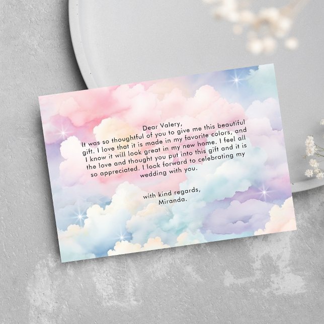Tarjeta De Agradecimiento Dreamy Pastel Cloud Nueve Ducha Británica (Subido por el creador)