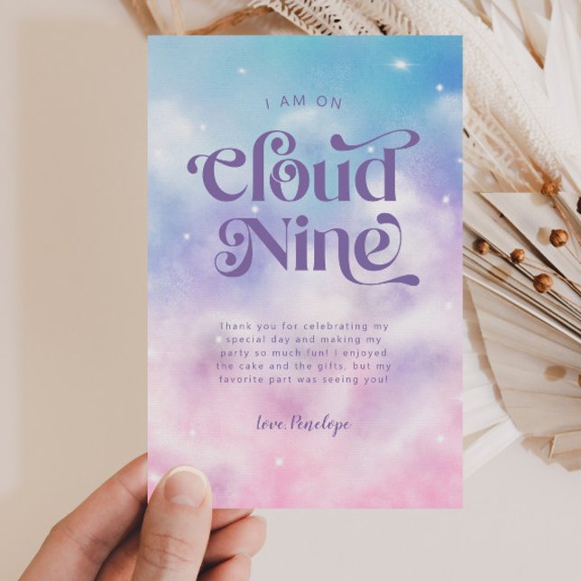Tarjeta De Agradecimiento Dreamy Pastel Cloud Nueve Novena fiesta de cumplea (Subido por el creador)
