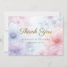 Tarjeta De Agradecimiento Dreamy Pink Blue Watercolor Fantasy Floral Fine