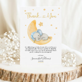 Tarjeta De Agradecimiento Dreamy Watercolor Elephant Moon Baby Shower
