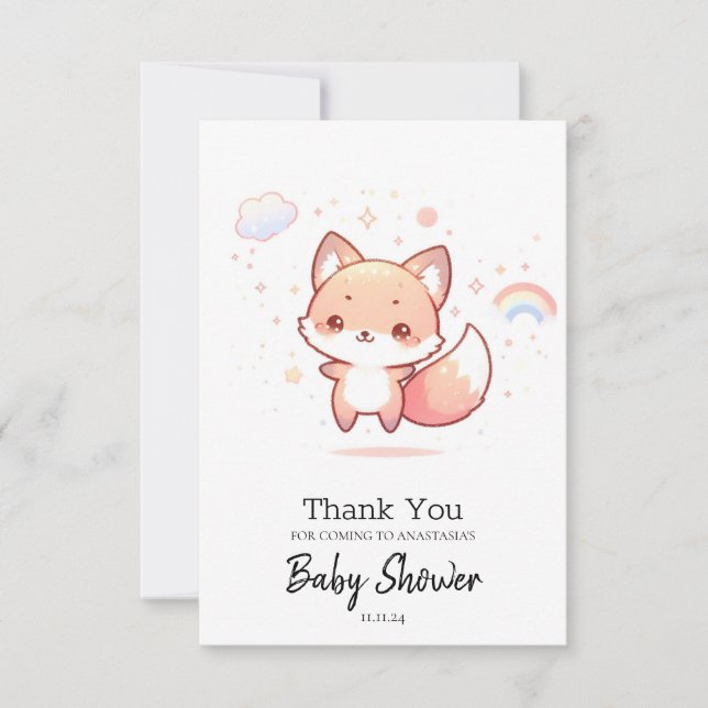 Tarjeta De Agradecimiento Dreamy Woods Fox Baby Shower (Anverso)