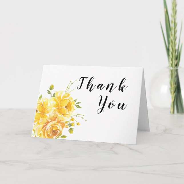 Tarjeta De Agradecimiento Dreamy Yellow Rose Boda (Anverso)