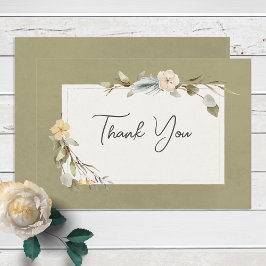 Tarjeta De Agradecimiento Dried Boho Floral Frame Sage Thank You Card
