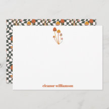 Ducha a cuadros de champiñones naranja retro perso