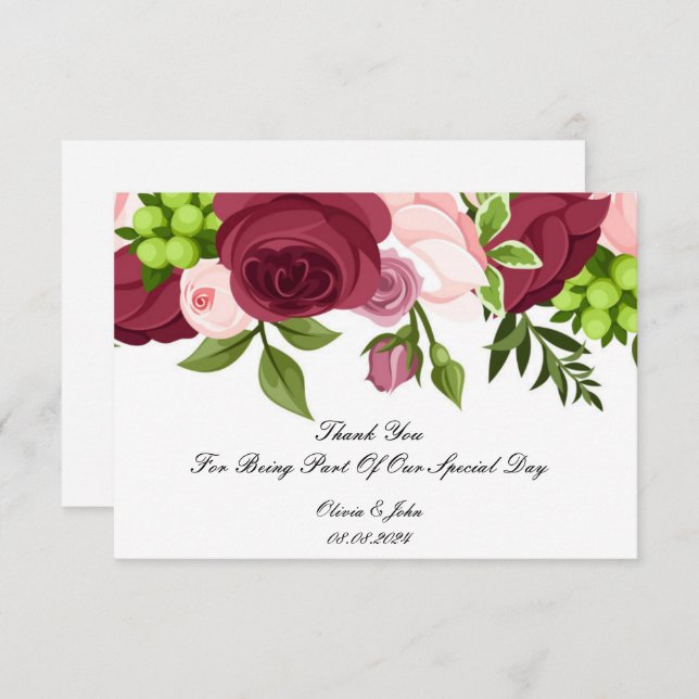 Tarjeta De Agradecimiento DUCHA BRIDAL DE FLORES DE bonito (Anverso / Reverso)