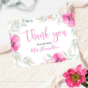 Tarjeta De Agradecimiento Ducha Bridal Gracias A La Floral Botánica Rosa