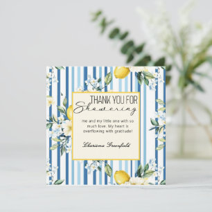 Tarjeta De Agradecimiento Ducha de Baby Boy Limón Azul La Favorita de Mamá