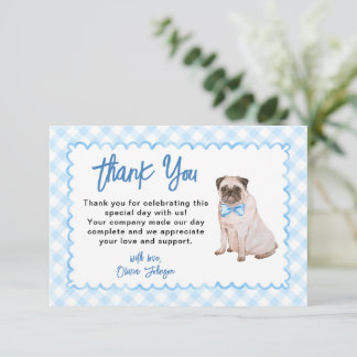 Tarjeta De Agradecimiento Ducha de bebé a cuadros azules con perro
