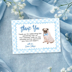Tarjeta De Agradecimiento Ducha de bebé a cuadros azules con perro