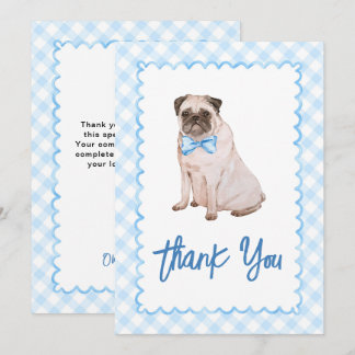 Tarjeta De Agradecimiento Ducha de bebé a cuadros azules para perro