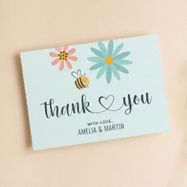 Tarjeta De Agradecimiento Ducha de bebé abeja azul claro